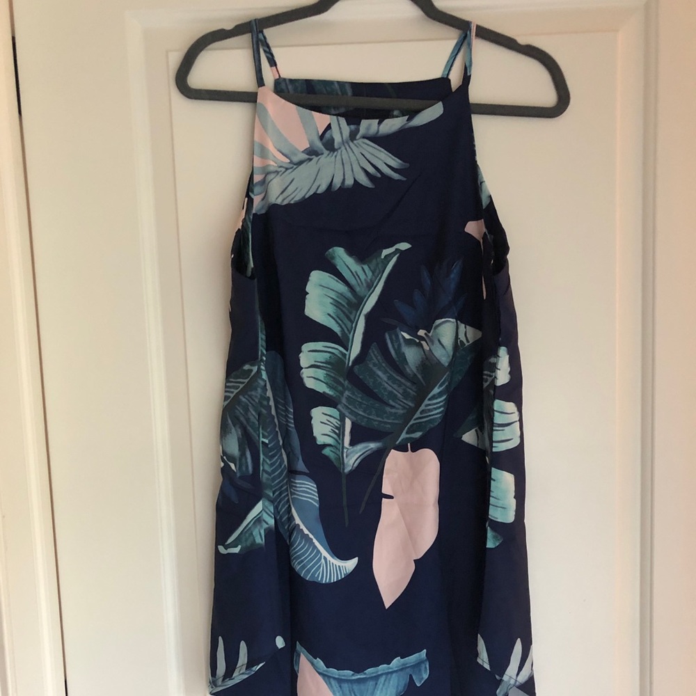 Dark Blue Tropical Highneck Tunic!